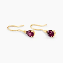 Boucles D'oreilles Puces Rhodolite Kayline Or Jaune Rhodolite