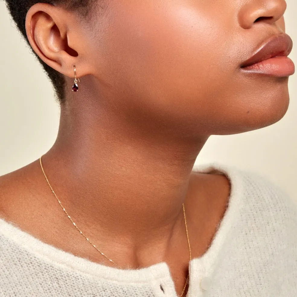 Boucles D'oreilles Puces Rhodolite Kayline Or Jaune Rhodolite