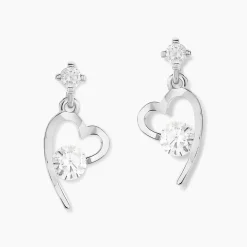 Boucles D'oreilles Puces Romance Or Blanc Oxyde De Zirconium