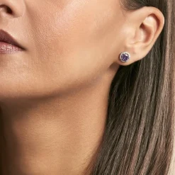 Boucles D'oreilles Puces Rio Argent Blanc Oxyde