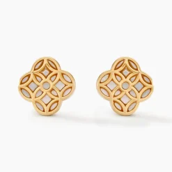 Boucles D'oreilles Puces Rosalite Or Jaune Nacre
