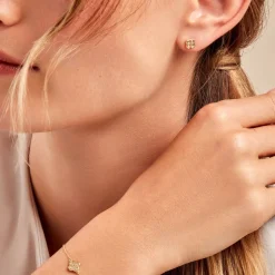 Boucles D'oreilles Puces Rosalite Or Jaune Nacre