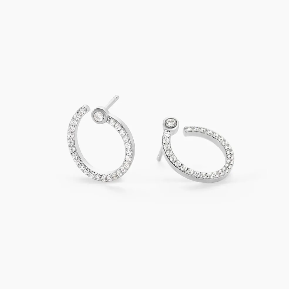 Boucles D'oreilles Puces Raffaela Argent Blanc Oxyde De Zirconium