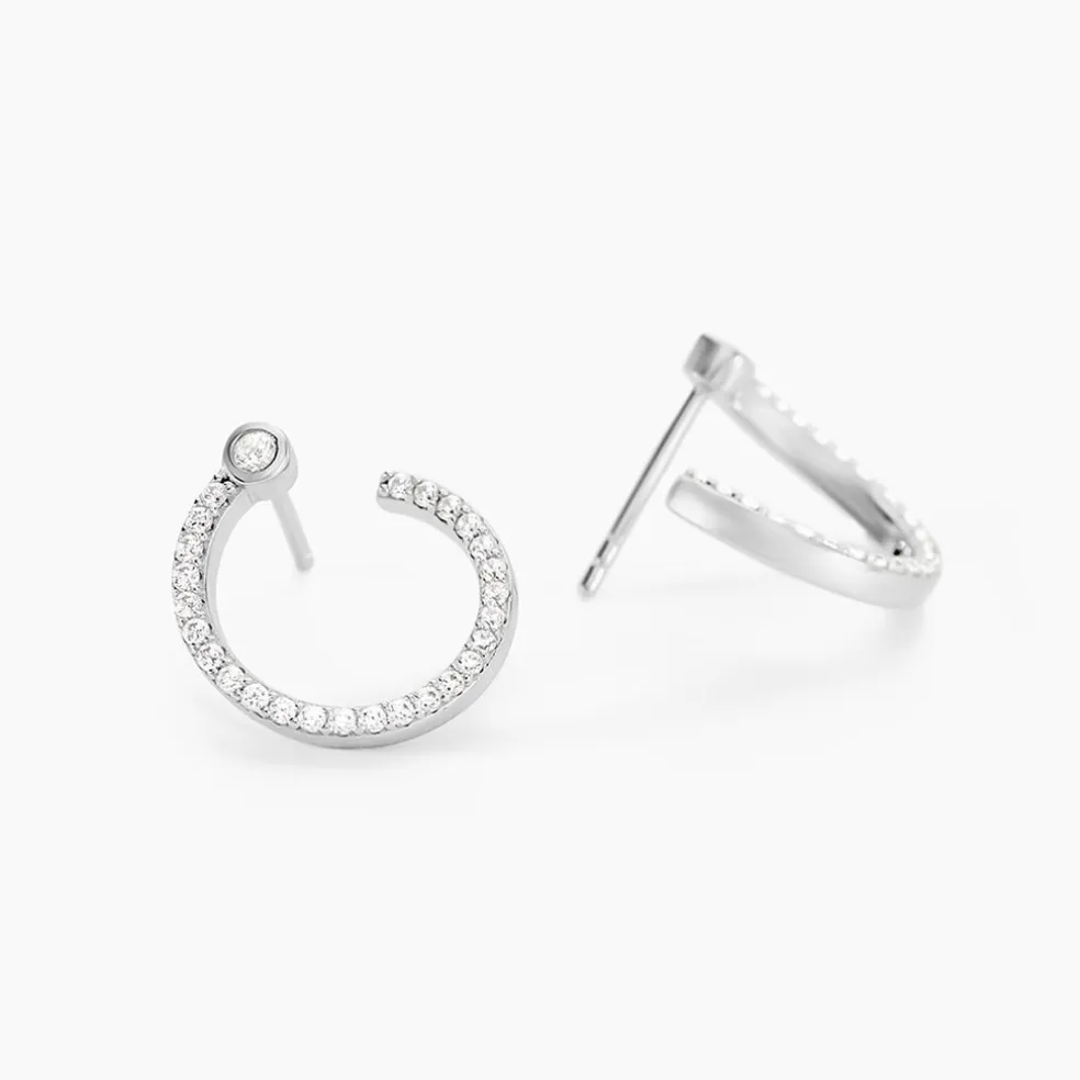 Boucles D'oreilles Puces Raffaela Argent Blanc Oxyde De Zirconium