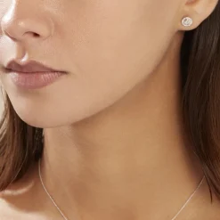 Boucles D'oreilles Puces Rosangela Or Bicolore Diamant Blanc