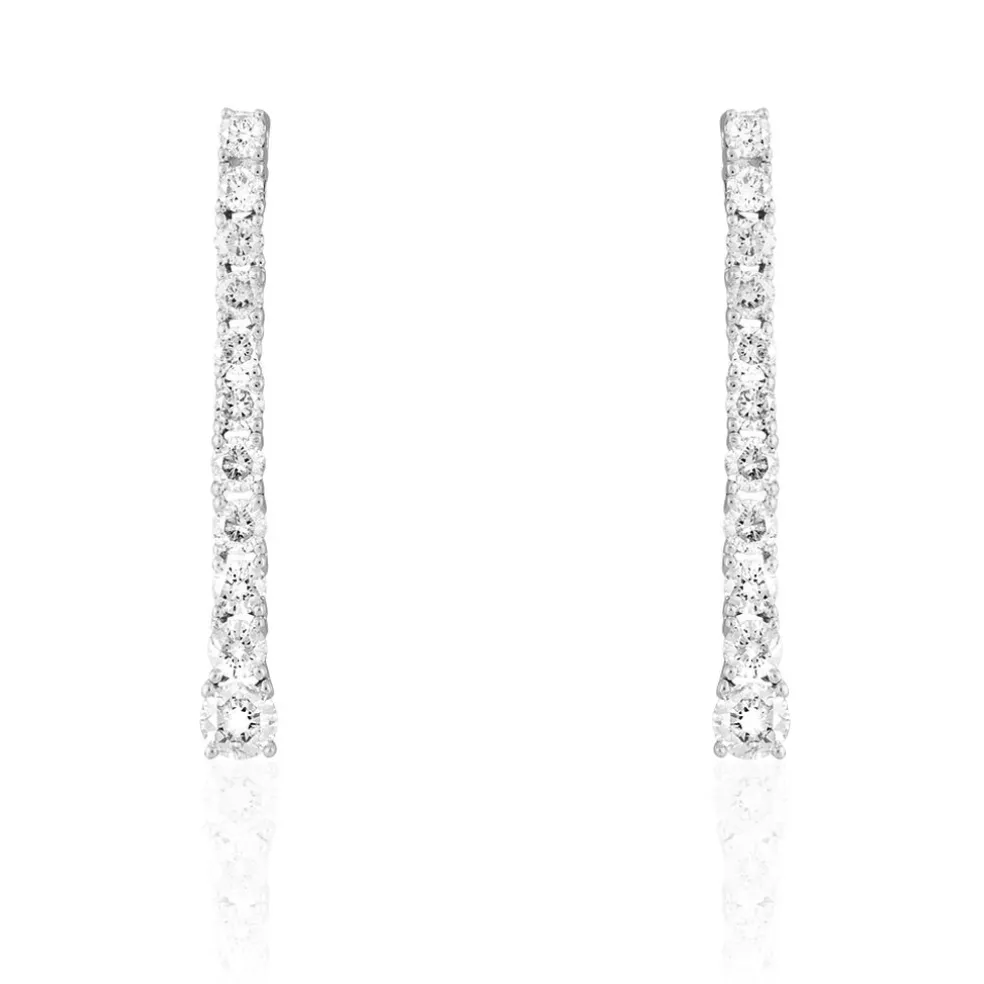 Boucles D'oreilles Puces Riviera Or Blanc Diamant