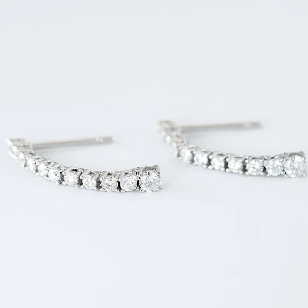 Boucles D'oreilles Puces Riviera Or Blanc Diamant