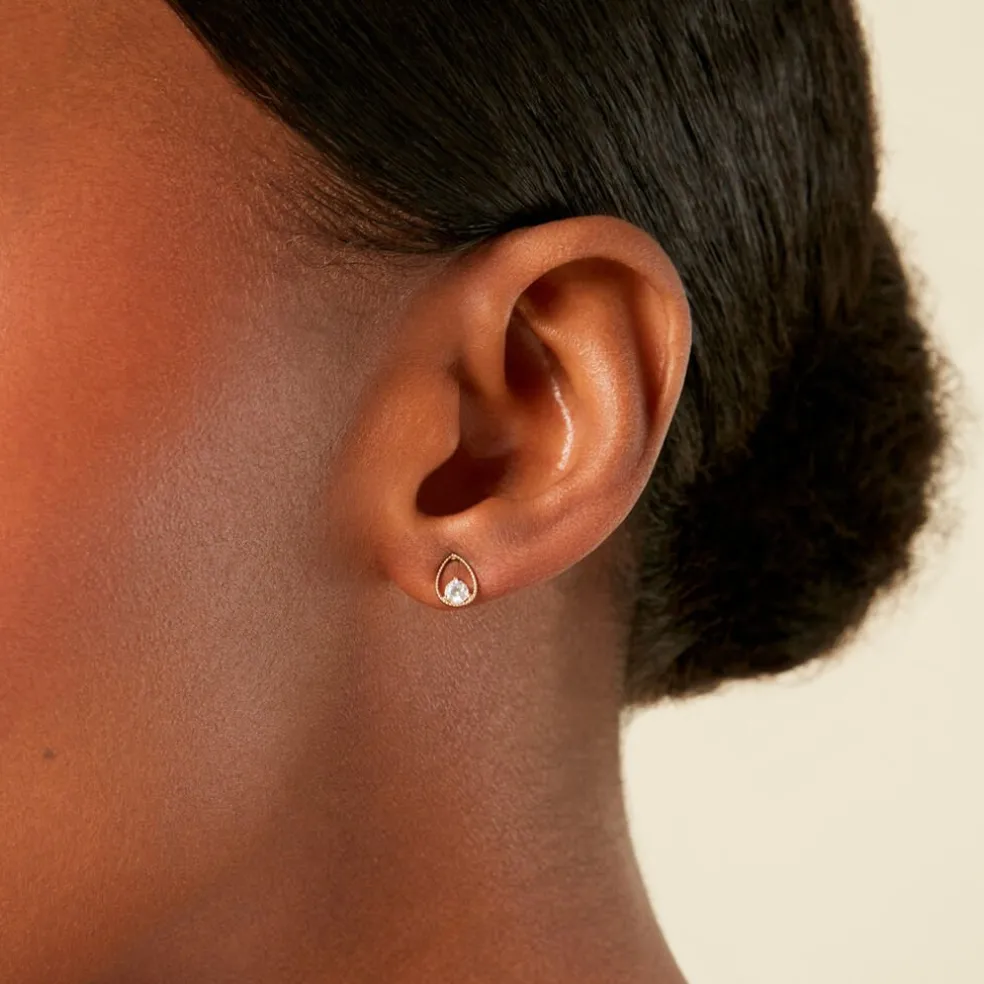 Boucles D'Oreilles Puces Rafiqa Or Jaune Oxyde De Zirconium
