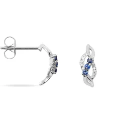 Boucles D'oreilles Puces Rosalyne Or Blanc Saphir Et Diamant