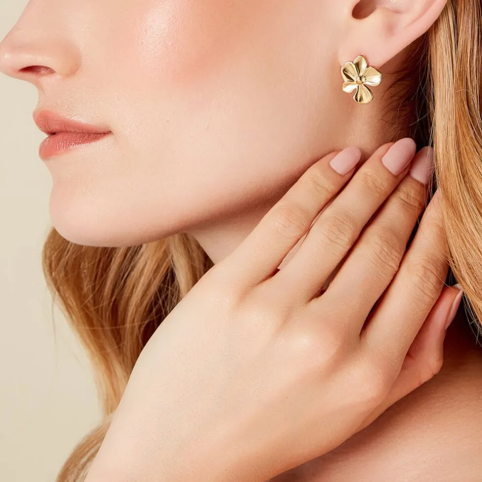 Boucles D'oreilles Puces Rahima Acier Jaune