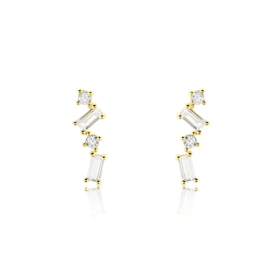 Boucles D'oreilles Puces Renita Or Jaune Oxyde De Zirconium