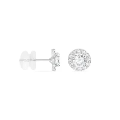 Boucles D'oreilles Puces Rosalie Or Blanc Oxyde De Zirconium