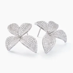 Boucles D'oreilles Puces Radiant Bloom Argent Blanc Oxyde