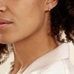 Boucles D'oreilles Puces Roma Argent Blanc Oxyde De Zirconium