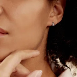 Boucles D'oreilles Puces Roma Argent Blanc Oxyde De Zirconium