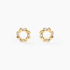 Boucles D'oreilles Puces Reed Or Jaune Oxyde De Zirconium