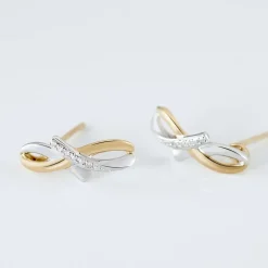 Boucles D'oreilles Puces Soukayna Or Bicolore Diamant