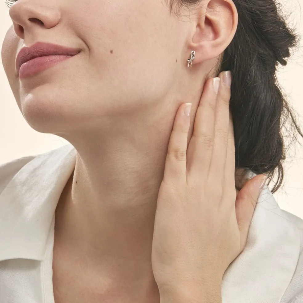 Boucles D'oreilles Puces Soukayna Or Bicolore Diamant