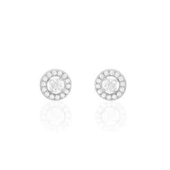 Boucles D'oreilles Puces Star Or Blanc Oxyde De Zirconium