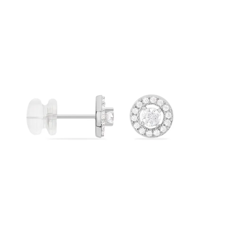 Boucles D'oreilles Puces Star Or Blanc Oxyde De Zirconium