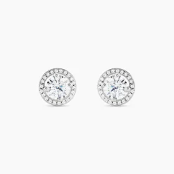 Boucles D'oreilles Puces Stelila Or Blanc Oxyde De Zirconium