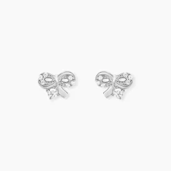 Boucles D'oreilles Puces Suna Argent Blanc Oxyde De Zirconium
