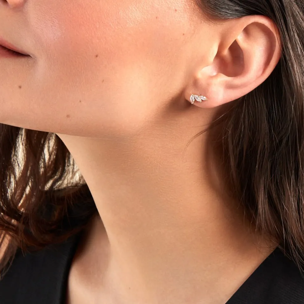 Boucles D'oreilles Puces Siona Plaque Or Jaune Oxyde De Zirconium