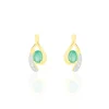 Boucles D'oreilles Puces Sagesse Or Jaune Emeraude Et Diamant