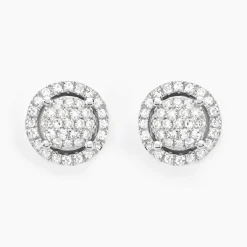 Boucles D'oreilles Puces Soleil D'hiver Or Blanc Diamant