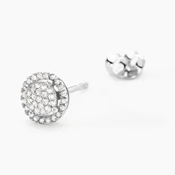 Boucles D'oreilles Puces Soleil D'hiver Or Blanc Diamant