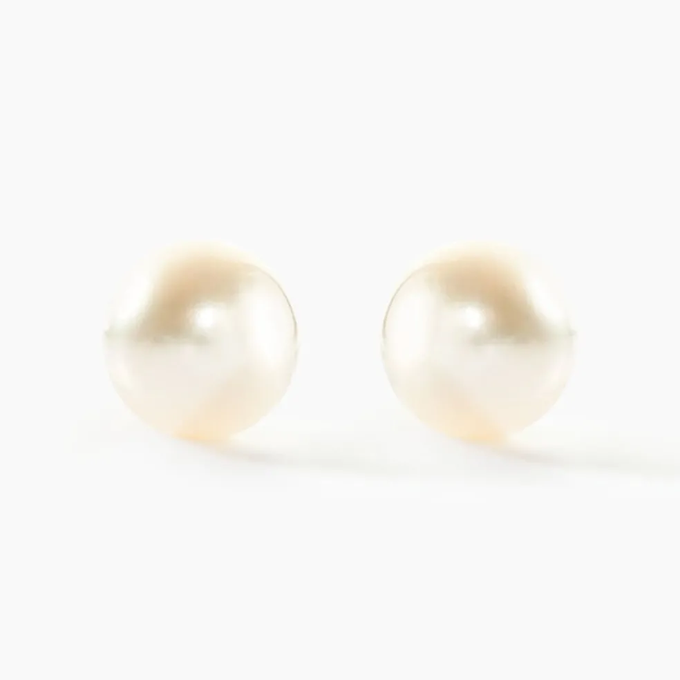 Boucles D'oreilles Puces Suki Or Jaune Perle De Culture