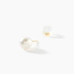 Boucles D'oreilles Puces Suki Or Jaune Perle De Culture