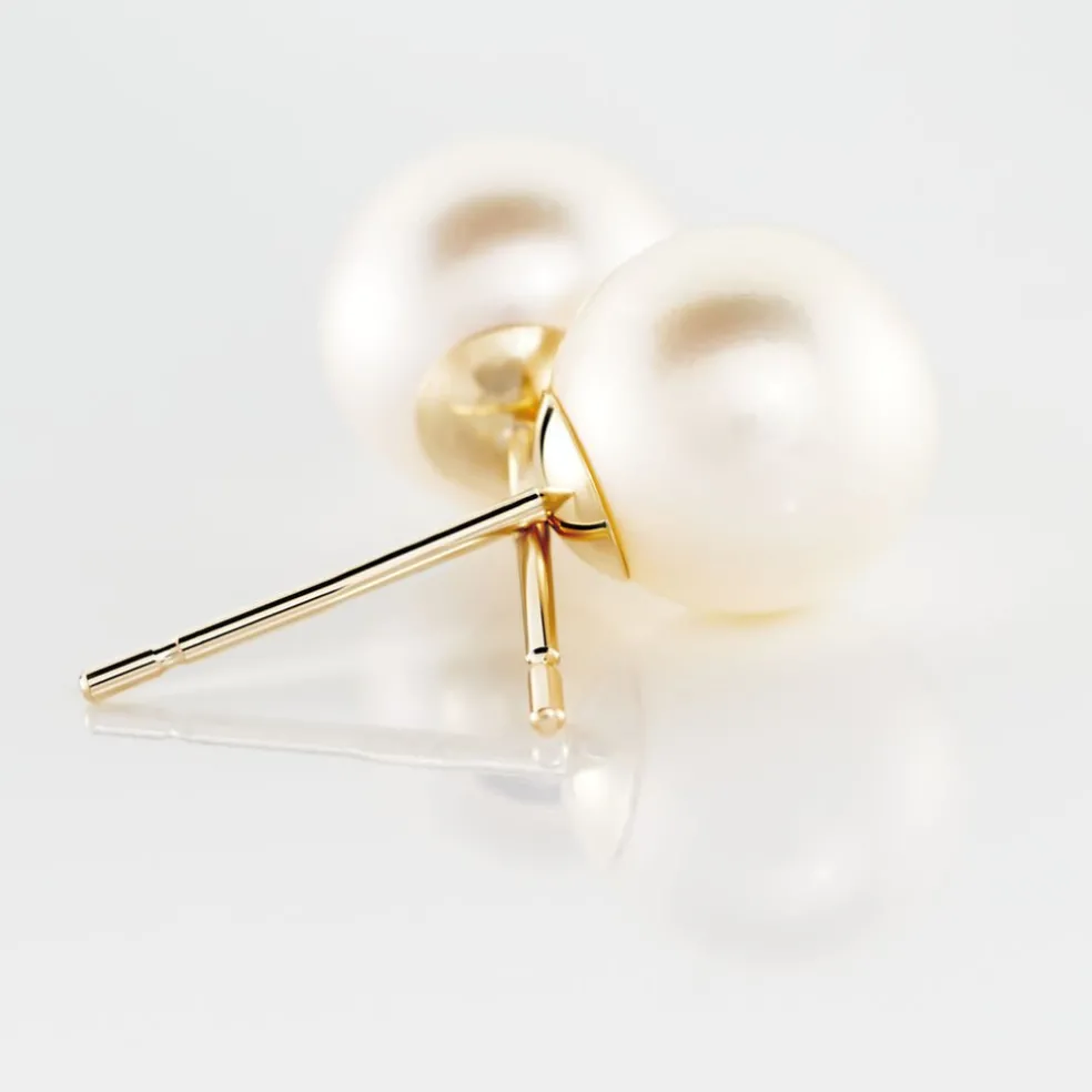 Boucles D'oreilles Puces Suki Or Jaune Perle De Culture