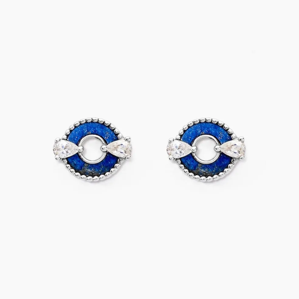 Boucles D'oreilles Puces Serafine Argent Lapis Lazuli Oxyde