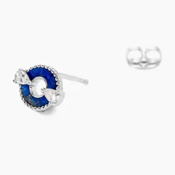Boucles D'oreilles Puces Serafine Argent Lapis Lazuli Oxyde