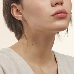 Boucles D'oreilles Puces Sculptural Or Blanc Diamant