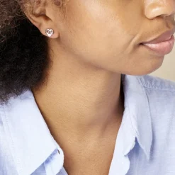 Boucles D'oreilles Puces Shainy Argent Blanc