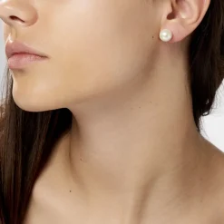 Boucles D'oreilles Puces Suki Or Jaune Perle De Culture