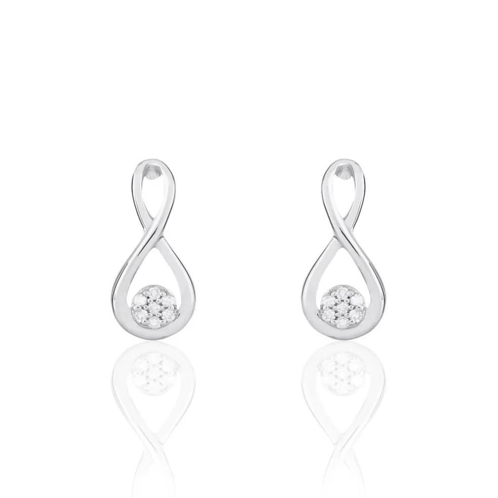 Boucles D'oreilles Puces Shaeen Or Blanc Diamant
