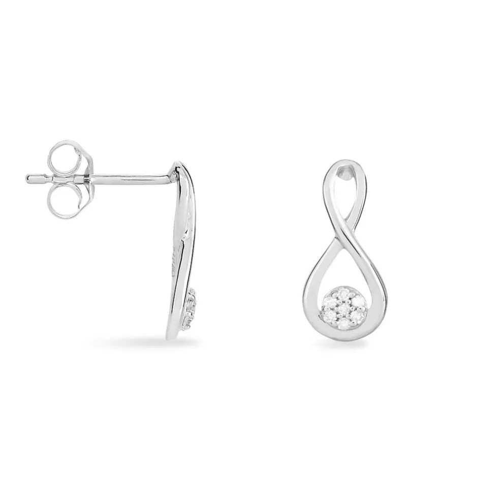 Boucles D'oreilles Puces Shaeen Or Blanc Diamant
