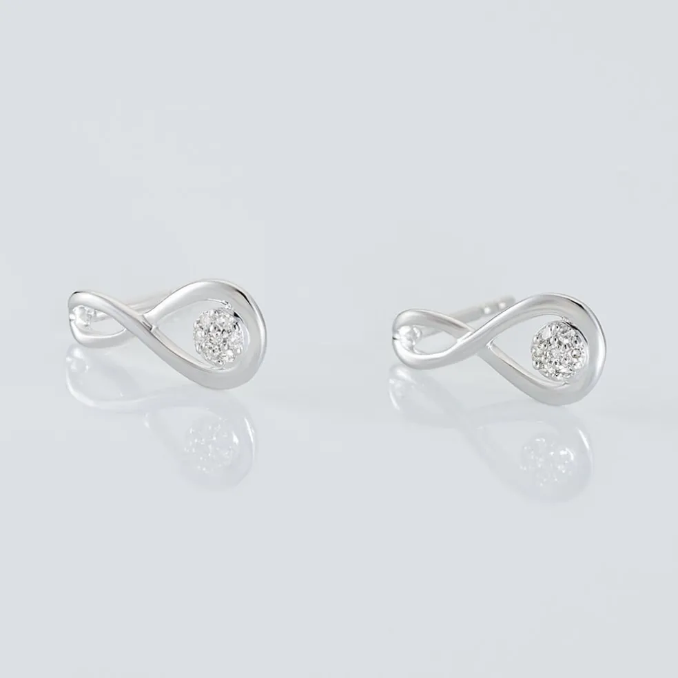 Boucles D'oreilles Puces Shaeen Or Blanc Diamant