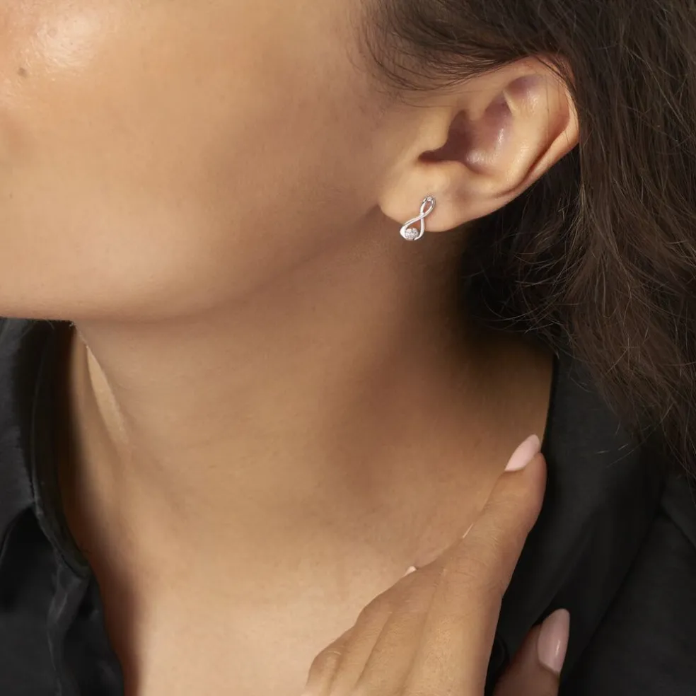 Boucles D'oreilles Puces Shaeen Or Blanc Diamant