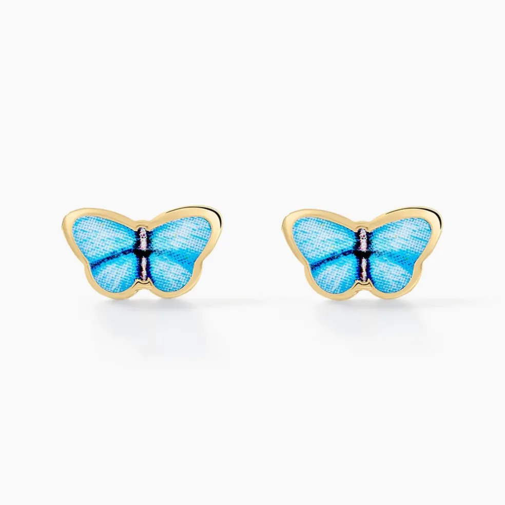 Boucles D'oreilles Puces Sulivia Papillon Or Jaune