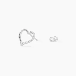 Boucles D'oreilles Puces Salona Argent Blanc Oxyde De Zirconium