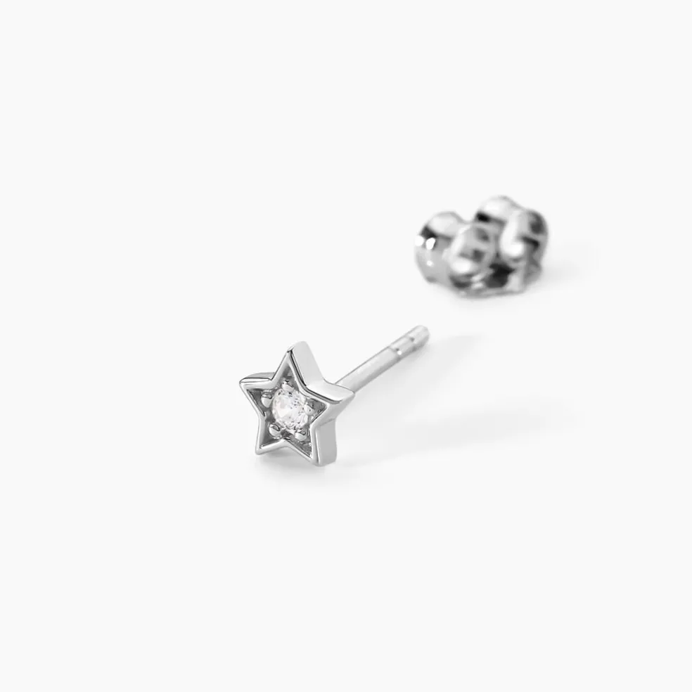 Boucles D'oreilles Puces Saya Argent Blanc Oxyde De Zirconium