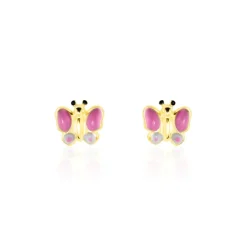 Boucles D'oreilles Puces Sienna Papillon Or Jaune