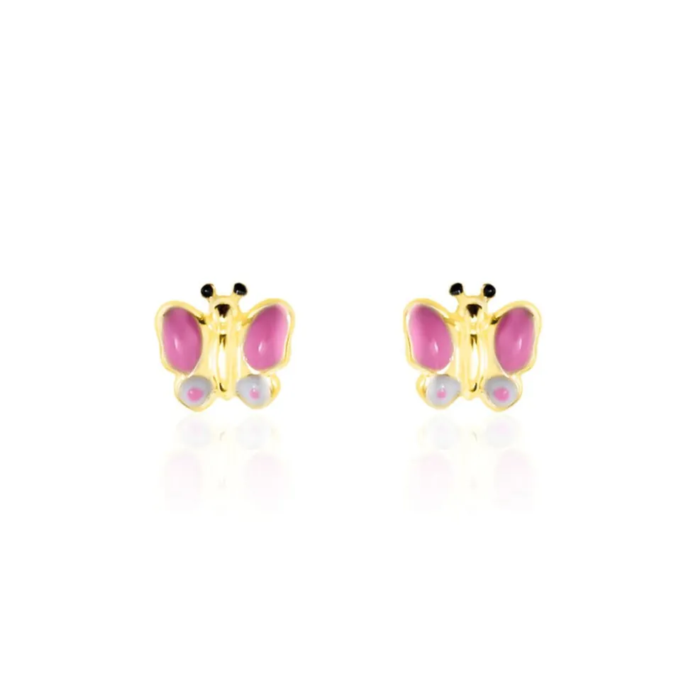Boucles D'oreilles Puces Sienna Papillon Or Jaune
