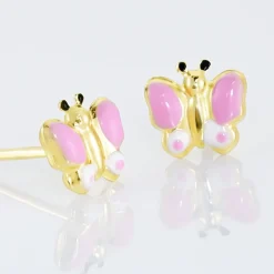 Boucles D'oreilles Puces Sienna Papillon Or Jaune