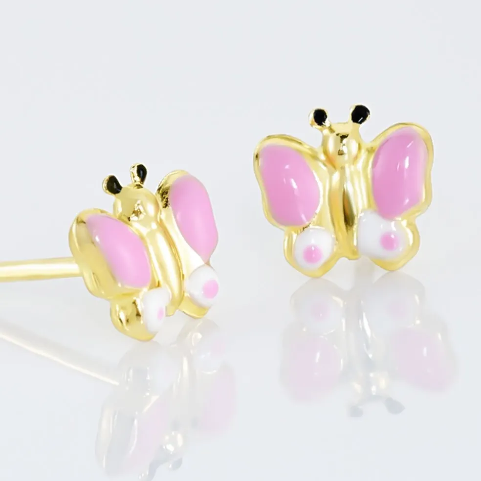 Boucles D'oreilles Puces Sienna Papillon Or Jaune
