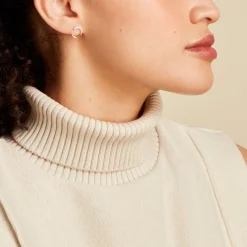 Boucles D'oreilles Puces Snake Or Jaune Diamant